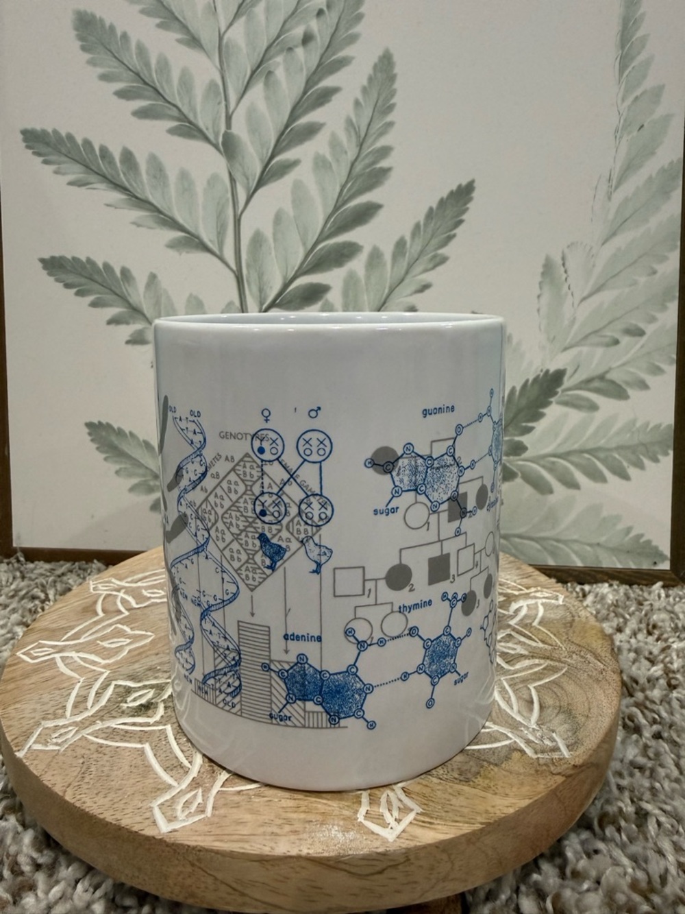Scientific DNA Diagram Ceramic Mug - White with Blue Design